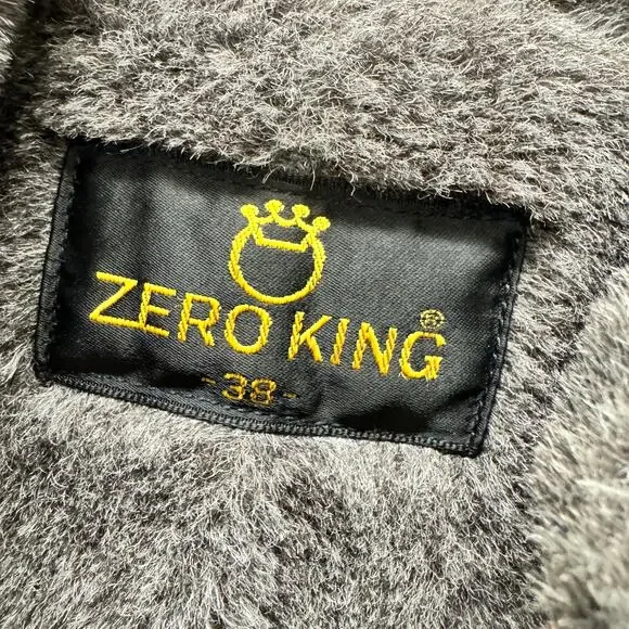 Vintage Zero King Coat Mens 38 Wool Faux Fur Lined Gray Orange Plaid Made in USA - Picture 2 of 8